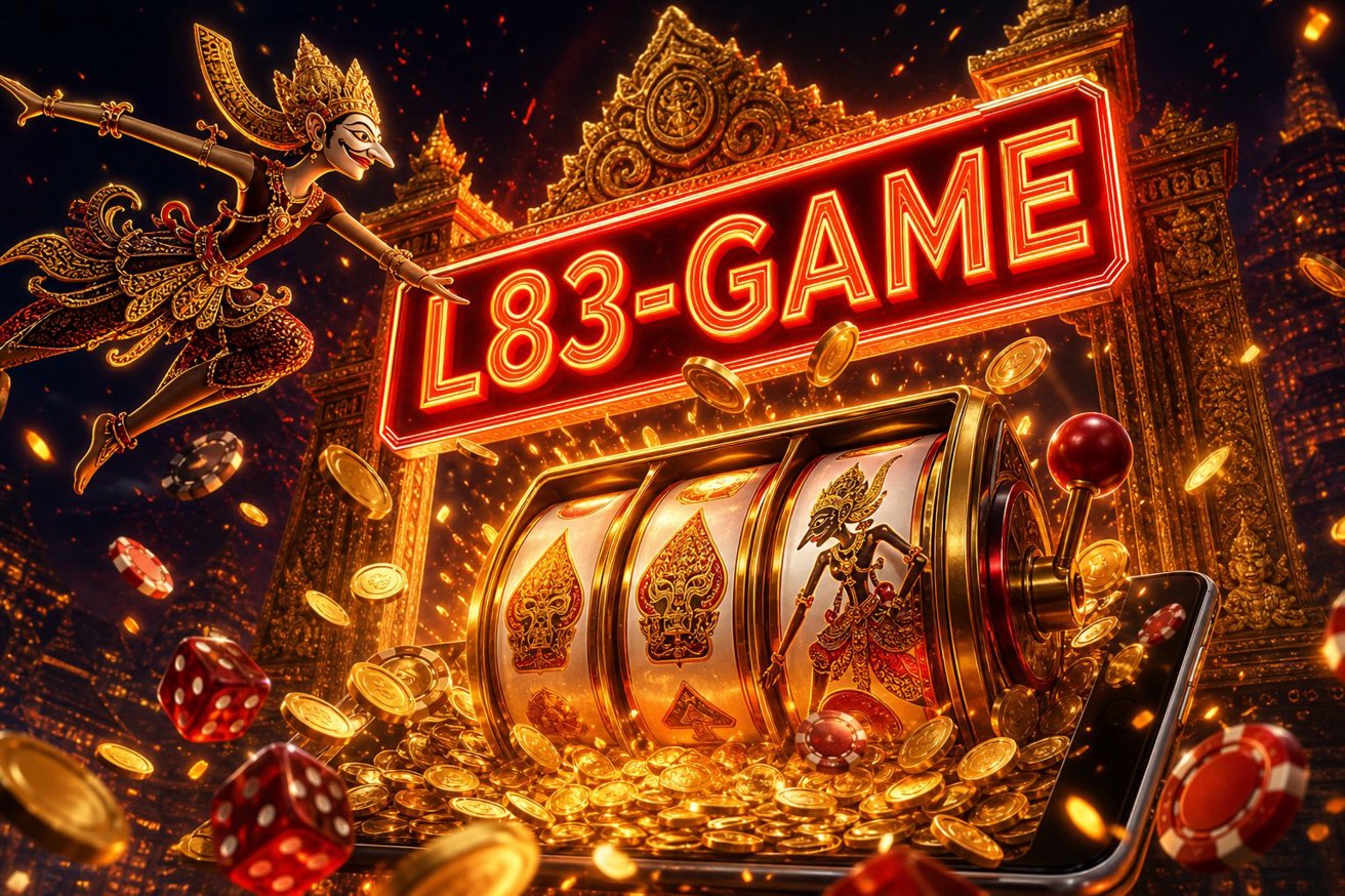 Ilustrasi dua permainan slot Gates of Olympus dan Fortune Ox di L83-GAME dengan nuansa meja analisis taktis