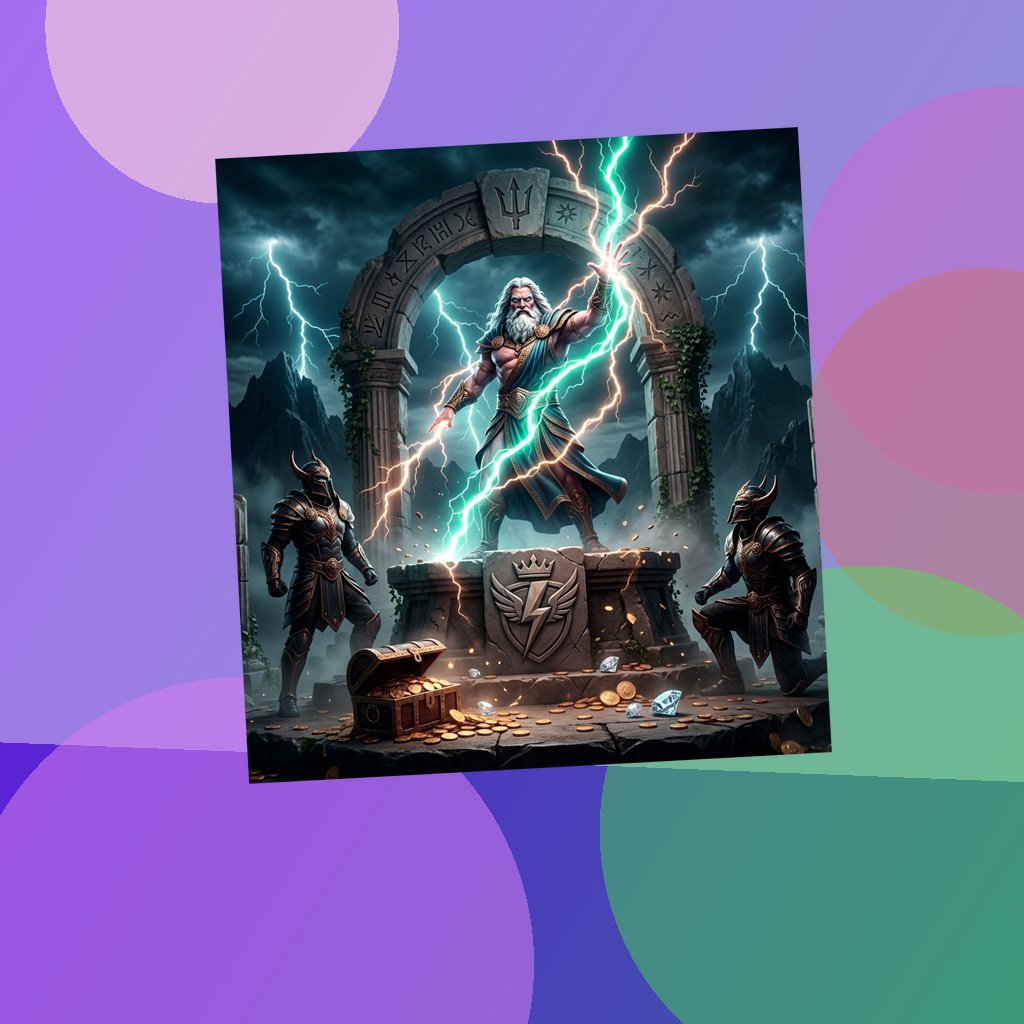 Gulungan Gates of Olympus menampilkan simbol petir dan mahkota di L83-GAME