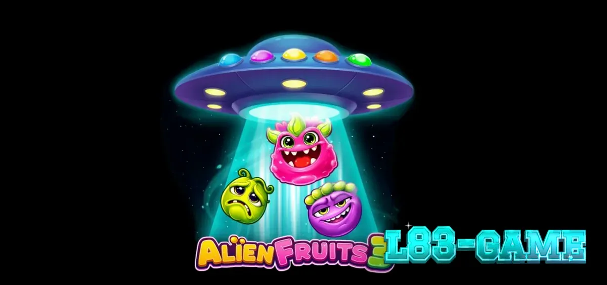 Tampilan visual slot Alien Fruits 3 dengan tema luar angkasa dan buah neon